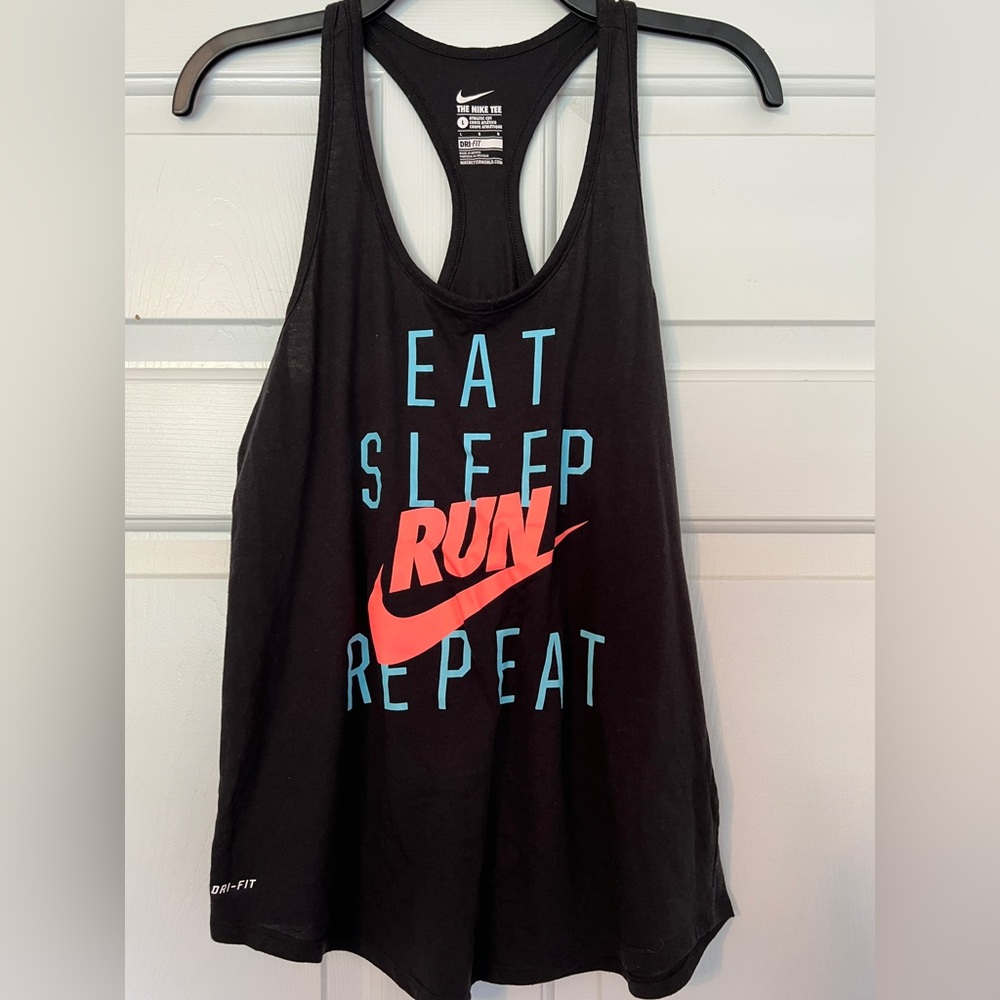 The Nike Tee Size Large Dry Fit Athletic Cut Eat Sleep Run Razor Back Tank Top